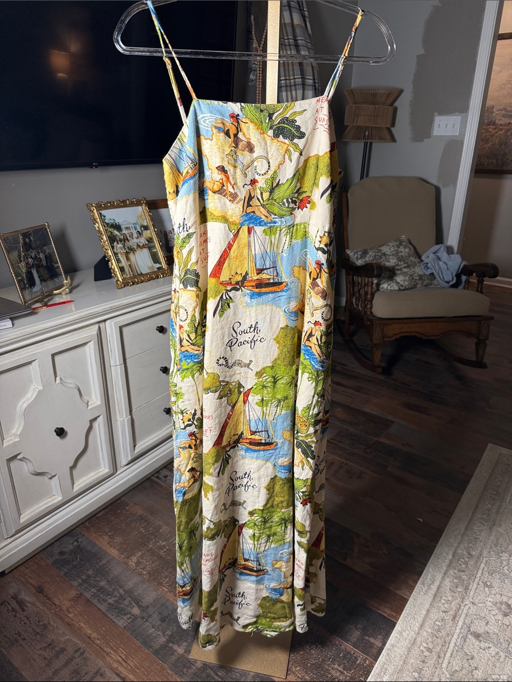 C&C California South Pacific Sailboat Print Maxi Dress - Blue/Green/Yellow